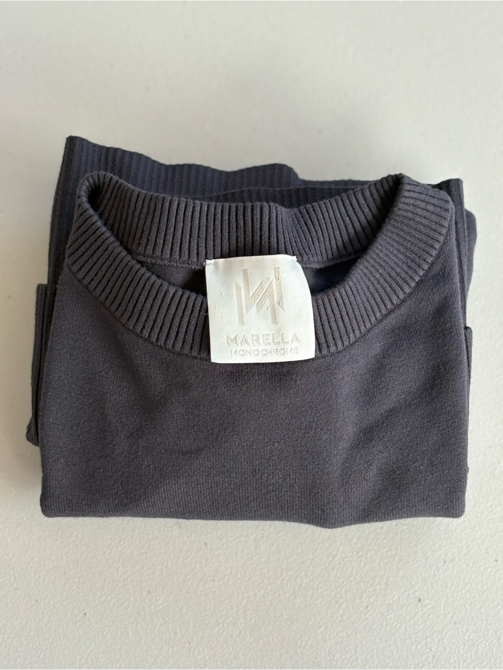 Marella Monochrome Celia 100% Virgin Wool High-Low Sweater Grey Size M (No Tag)
